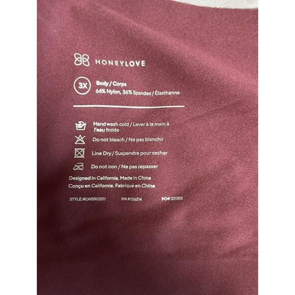 HONEYLOVE SILHOUETTE WIRELESS Burgundy BRA VAMP SIZE Plus 3X - Picture 4 of 4